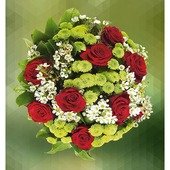 Red Roses and Greenery