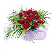 One Dozen Roses Wrapped in Paper