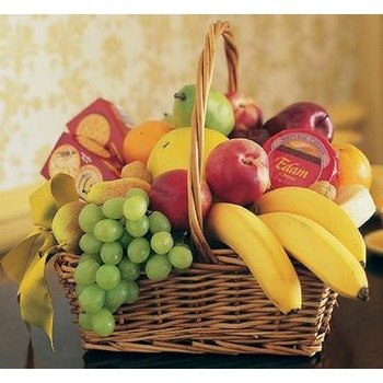 Fruit Basket with Crackers and Cheese