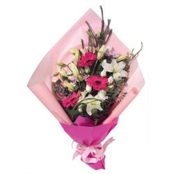 Bouquet of Cut Flowers Pink & White (Vase Not Included)