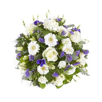 Funeral bouquet in white and purple