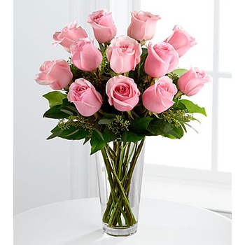 The Long Stem Pink Rose Bouquet by FTD - VASE INCLUDED