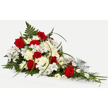 Classic funeral spray - red and white