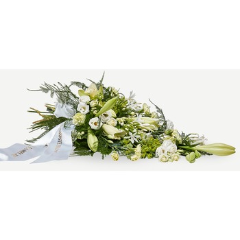Classic funeral spray with ribbon