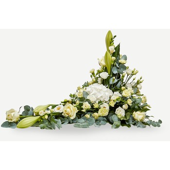 Funeral decoration with ribbon - creme