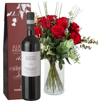 12 Red Roses with Ripasso Albino Armani DOC (75cl)