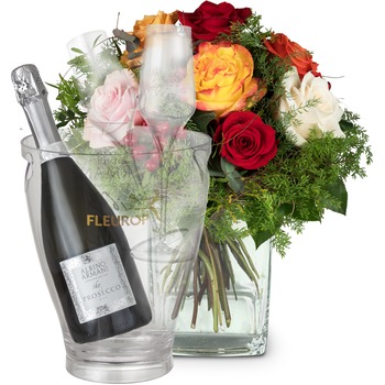 Magic of Roses with Prosecco Albino Armani DOC (75 cl), incl. ice bucket and two sparkling wine flut