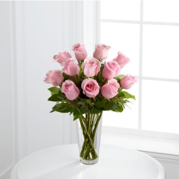 The Long Stem Pink Rose Bouquet by FTD® - VASE INCLUDED
